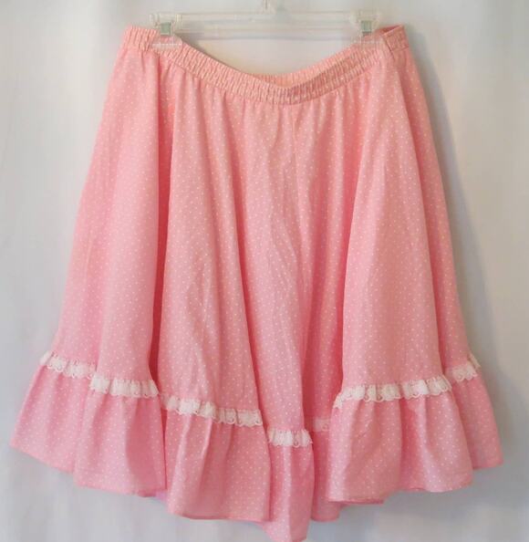 Malco Modes Dresses & Skirts - VINTAGE 70s Malco Modes Square Dancing Skirt Size M Pink Cottage Prairie Lace